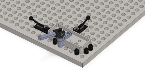 Fixture clamped to tooling plate