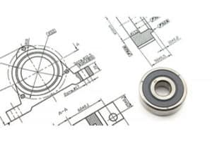 Drawing of a prototype for a bearing and a completed bearing